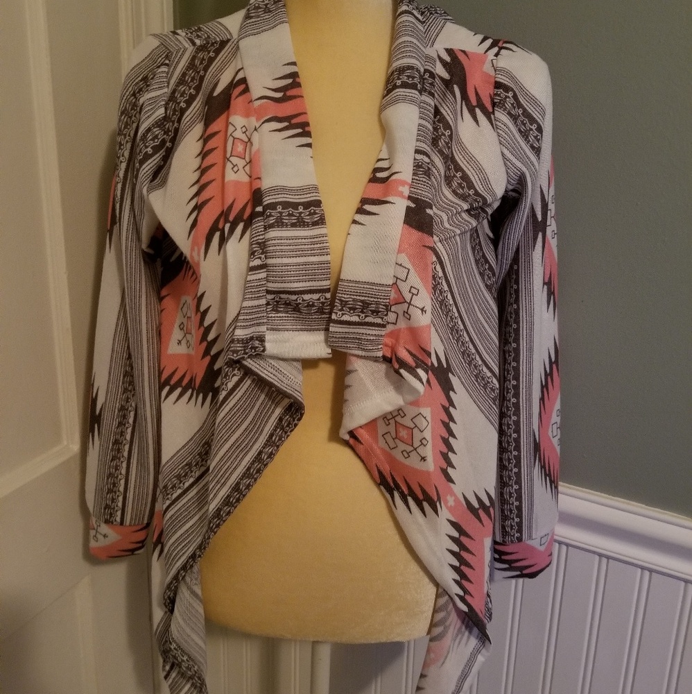 Pink and gray Aztec cardigan